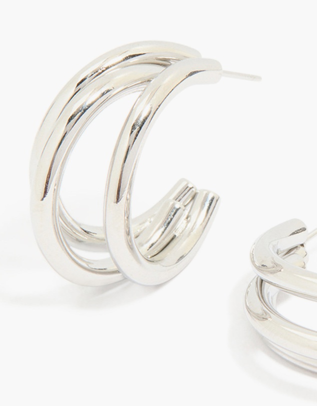 Lovisa - Waterproof Stainless Steel Triple Prong Hoop Earrings
