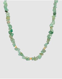 Elli Jewelry - Necklace Choker Timeless Trend with Aventurine Stones in 925 Sterling Silver Gold Plated