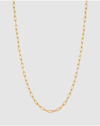 Kuzzoi - ICONIC EXCLUSIVE - Necklace Link Chain Oval Basic Fine in 925 Sterling Silver Gold Plated