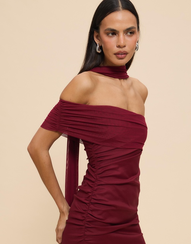 CHANCERY - Bree One Shoulder Self Scarf Maxi Dress