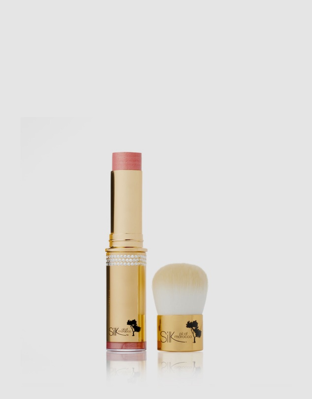 Silk Oil of Morocco - Pink Champagne Argan Cream Highlight Stick & Mini Kabuki - Value Pack