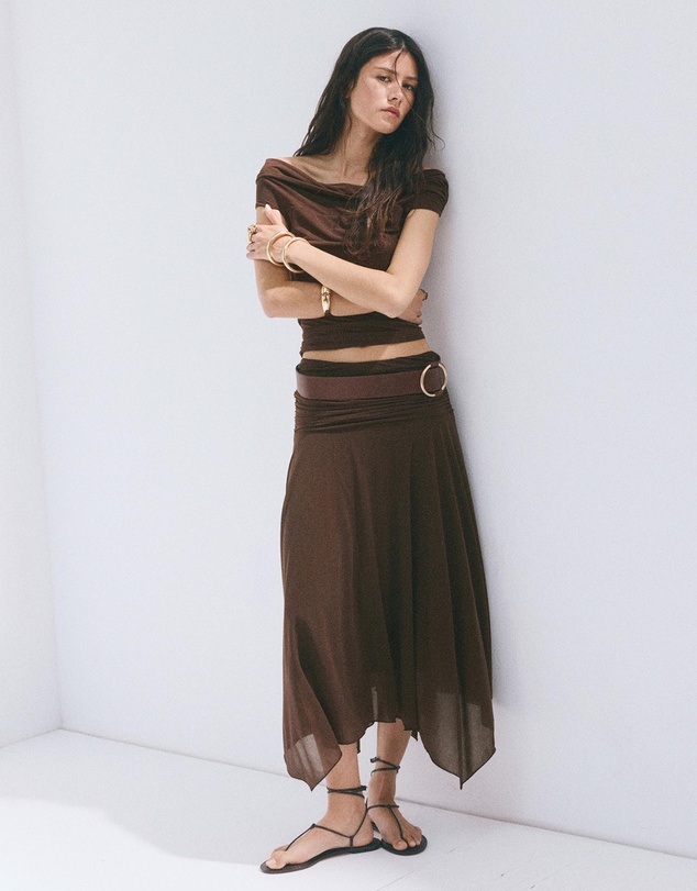 M.N.G - Asymmetric Chiffon Skirt