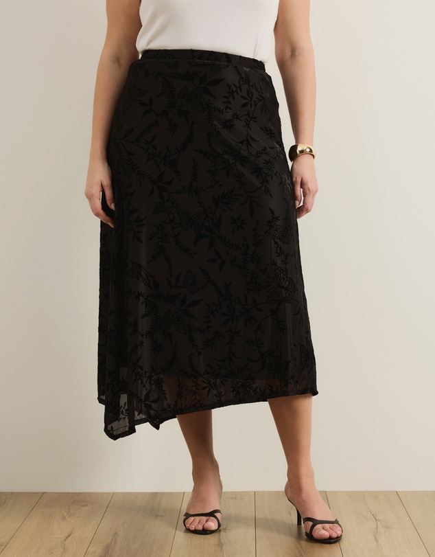Atmos&Here Curvy - Evelise Burnout Midi Skirt