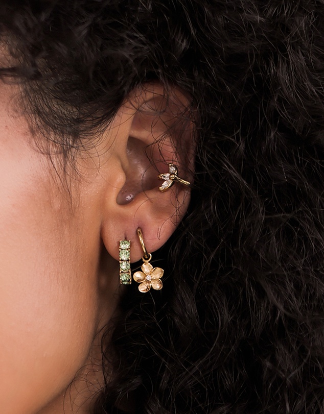 Elli Jewelry - Zirconia Frangipani Hoop Earrings in Gold-Plated 925 Silver