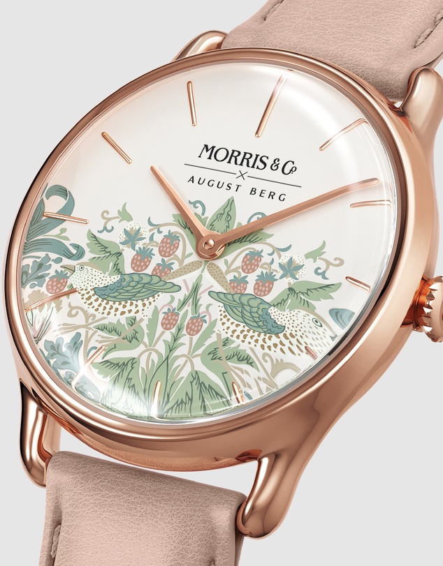 August Berg - Morris & Co 30mm Pink Strawberry Thief Dusty Watch