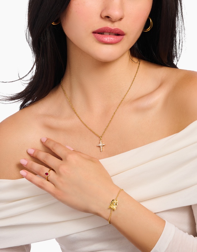 THOMAS SABO - Romance Necklace with white cross pendant gold