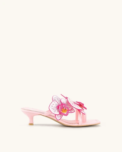 JW PEI - Serena Orchid Embroidered Toe Ring Heeled Sandals