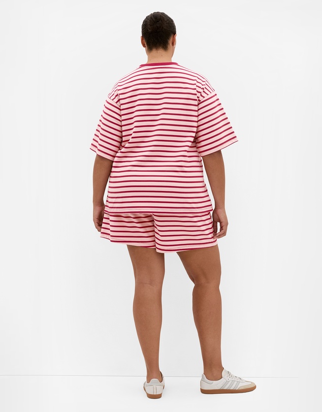 City Chic - Plus size Claire Stripe Cotton Short - blush