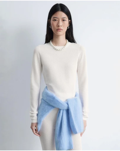& Other Stories - Long-Sleeve Pointelle-Knit Top