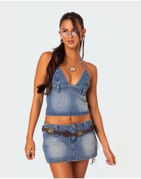 EDIKTED - Wanona Denim Halter Top