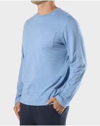Mitch Dowd - Mens Relaxed Long Sleeve Crew Tee - Blue