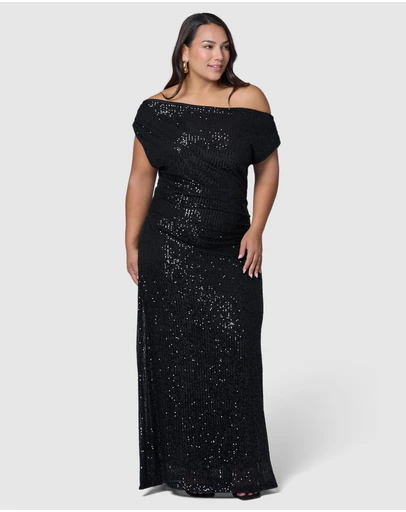 Pink Dusk by Curve Project - Platinum Nights Sequin Maxi Dress