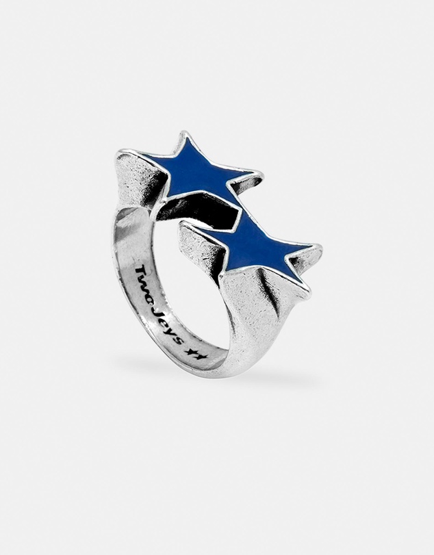 TwoJeys - Icon Blue Enameled Single Ring