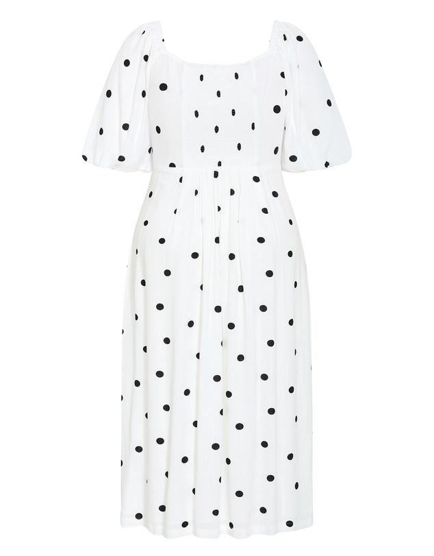 City Chic - Nala Spot Print Twist Front Dress - White