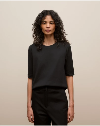 Trenery - Australian Cotton Half Sleeve T-shirt in Black