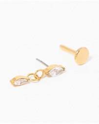 Lovisa - Gold Plated Titanium Cubic Zirconia Marquise Drop Flat Back Stud