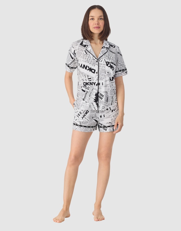 DKNY - Cotton Jersey Short Sleeve Button-Up Short Pyjama Set