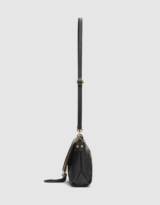 Florence - Vasarino Black Leather Crossbody Bag