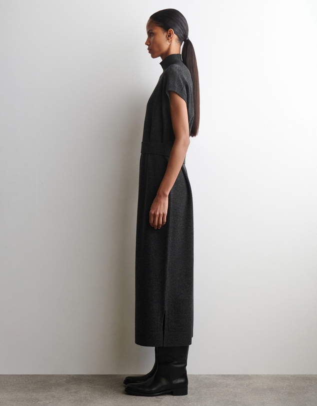 COS - Belt-Detail Merino Wool Funnel Dress