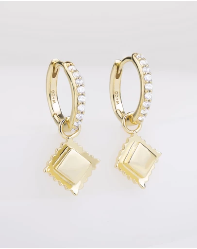 Wanderlust + Co - Ravioli Charm Huggie Earrings