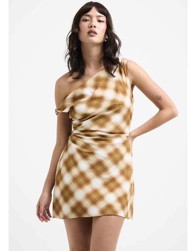 Alice In The Eve - Alyssa Plaid Off Shoulder Mini Dress