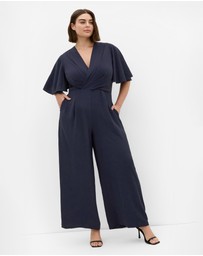 City Chic - Plus size Braelynn V Neck Jumpsuit - navy