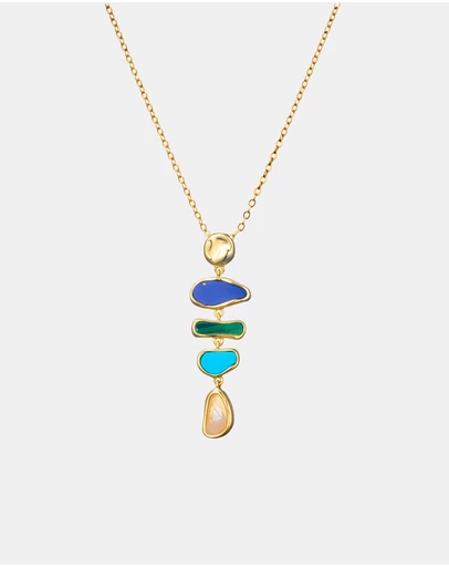 Zoe Olivia - 14K Gold Vermeil Multistone Drop Necklace