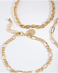 Lovisa - Gold Statement Mixed Chain Pack Bracelet