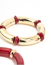 Lovisa - Gold Red Stretch Bangles 3-Pack