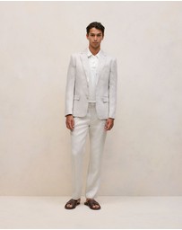 Trenery - Regular Fit Linen Twill Blazer in Stone