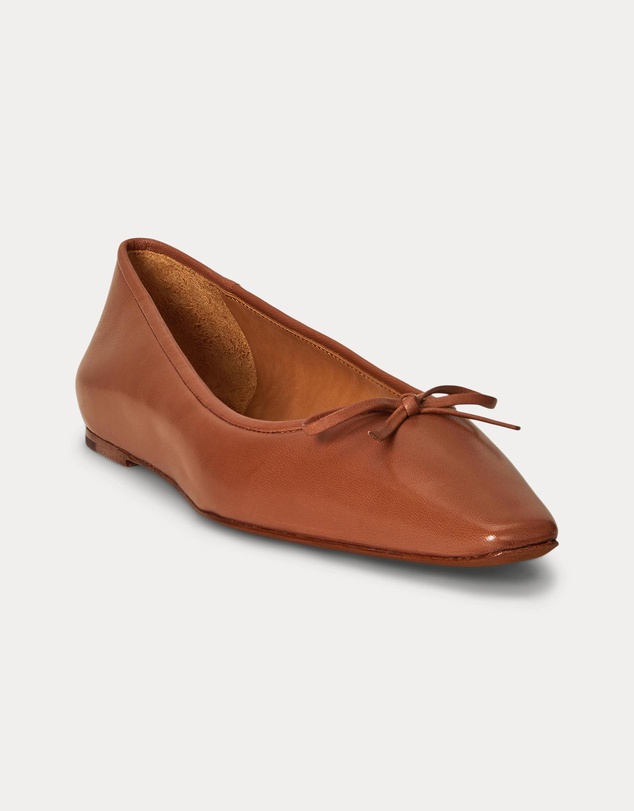 Polo Ralph Lauren - Pointed Leather Ballet Flats - Women's