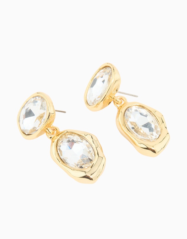 Lovisa - Gold Plated Diamante Teardrop Organic Earrings