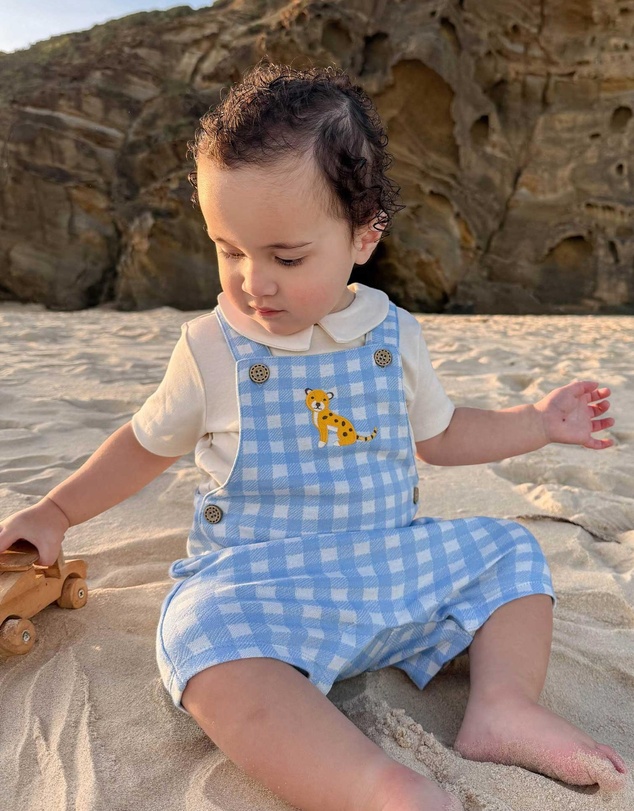 Purebaby - Gingham Overall Set -Kids-Babies