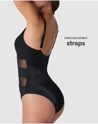 Leonisa - Padded One-Piece Shaping Swimsuit with Mesh Stripes