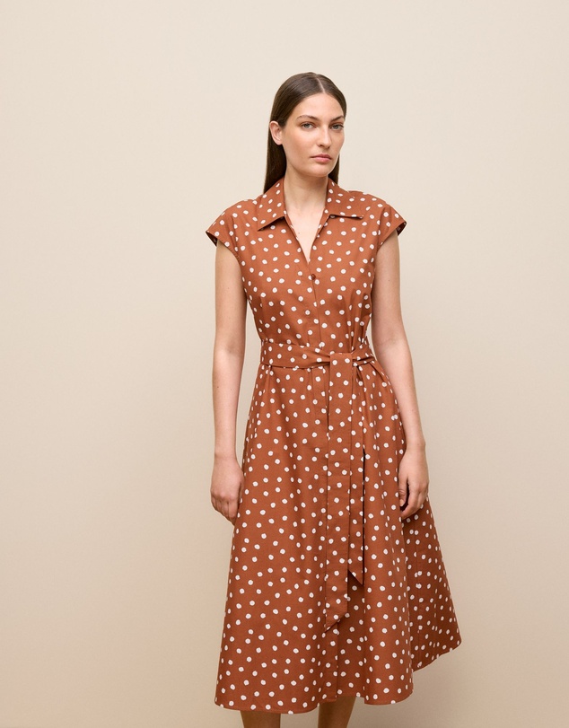 Trenery - Spot Poplin Cap Sleeve Shirt Dress in Burnt Orange
