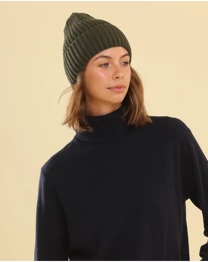 Morgan & Taylor - Mia Wool Blend Beanie in Khaki Green