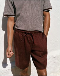 Trenery - Linen Patch Pocket Drawcord Short in Espresso