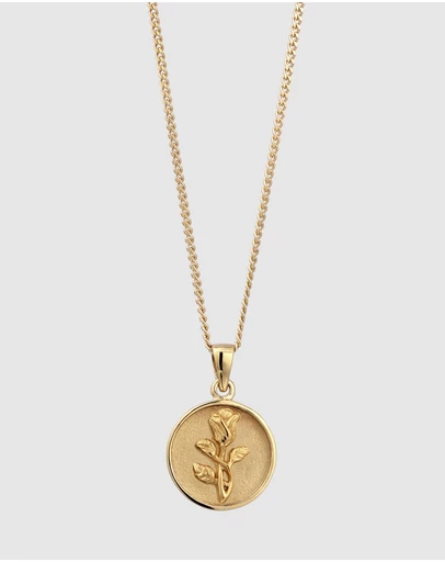 Kuzzoi - ICONIC EXCLUSIVE - Rose Relief Pendant Necklace in Gold-Plated 925 Silver