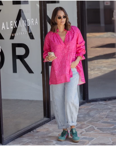 ALEXANDRA - Meeka Blouse Hot Pink Brush Stoke