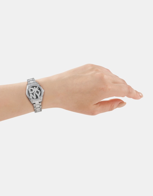 DKNY - Logo Silver 28mm Black Dial Womens Watch + Silver Bracelet