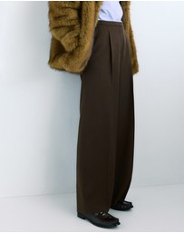 M.N.G - Wide-Leg Mid-Rise Pleated Trousers
