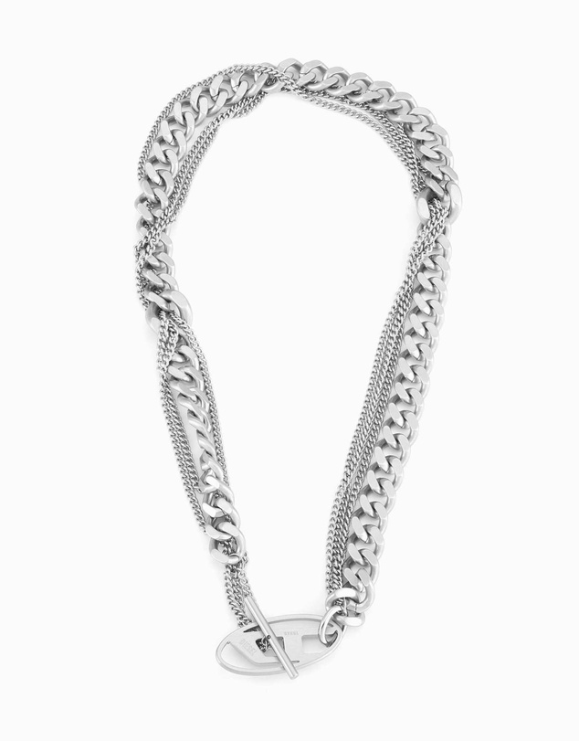 Diesel - Oval D Logo Silver Tone Necklace