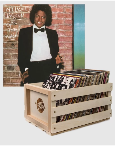 Sony Music - Crosley Record Storage Crate Michael Jackson Off The Wall Vinyl Album Bundle