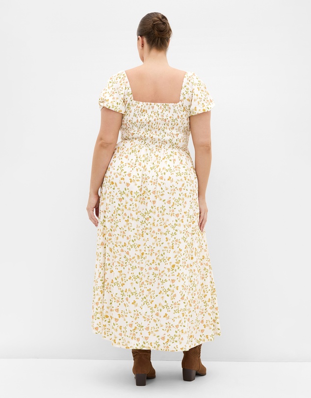 City Chic - Plus size Abbie Short Sleeve Blossom Print Maxi Dress - ivory