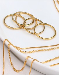 Elli Jewelry - Ring Stacking Band Set of 5 in 925 Sterling Silver Gold Plated