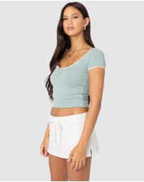 EDIKTED - Cinched Lace Trim Top
