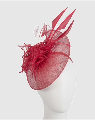 Max Alexander - Sinamay Red Racing Fascinator