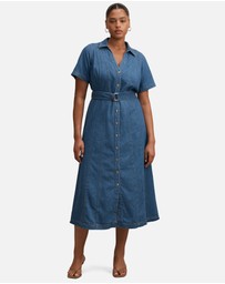 Forever New Curve - Josephine Curve Short Sleeves Denim Dress