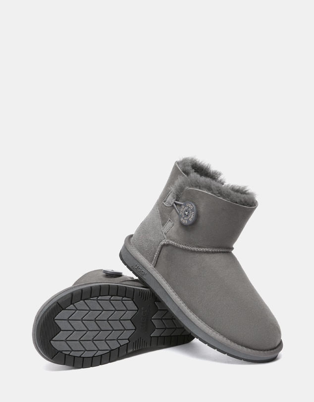 EVERAU - Australian Shepherd Ugg Mini Button Sheepskin Upper UGG Boots