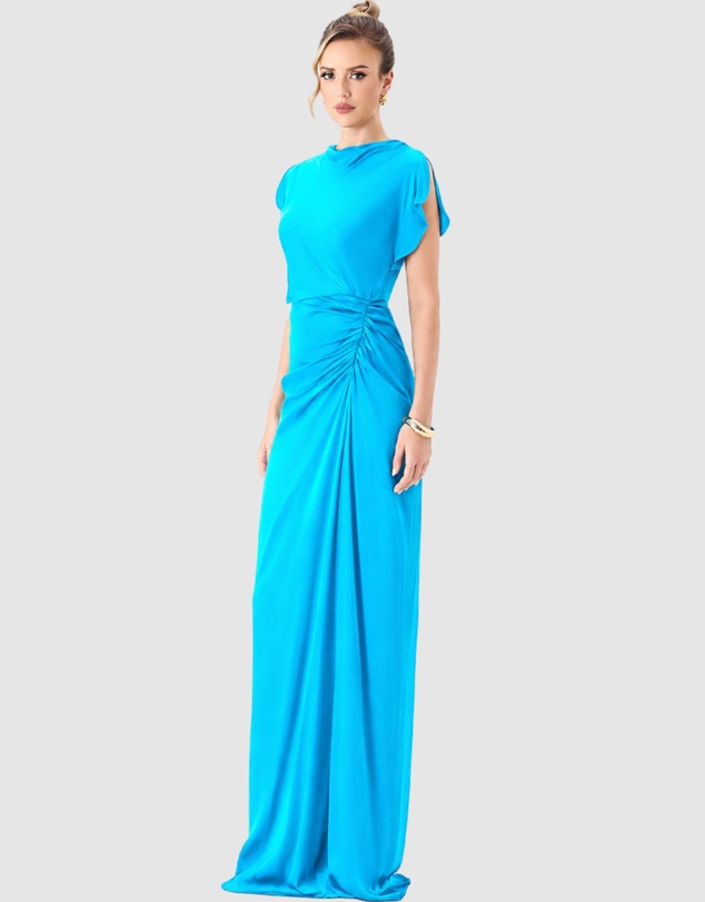 Bariano - Rasmi Ruched Satin Gown
